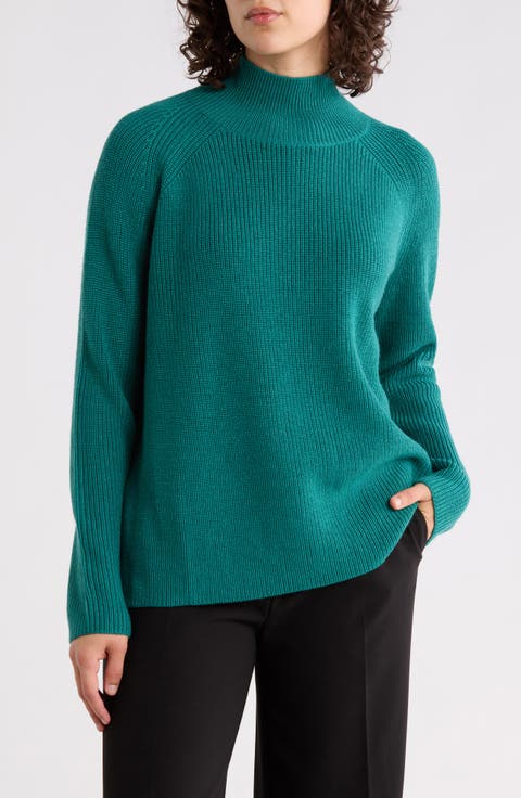 Raglan Sleeve Merino Wool Turtleneck Sweater