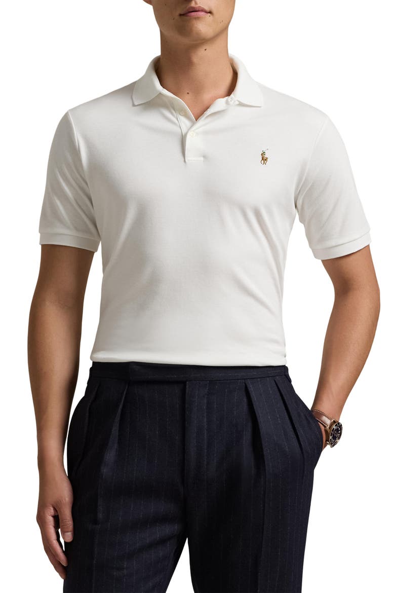 Classic Fit Soft Pima Cotton Polo Shirt, Main, color, WHITE