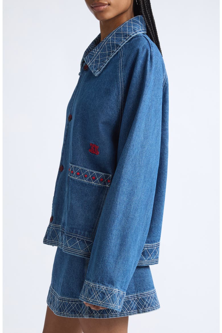 Embroidered Cotton Denim Jacket, Alternate, color, INDIGO