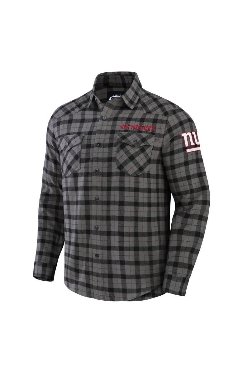NFL X DARIUS RUCKER Men's NFL x Darius Rucker Collection by Fanatics Gray New York Giants Flannel Long Sleeve Button-Up Shirt, Alternate, color, 