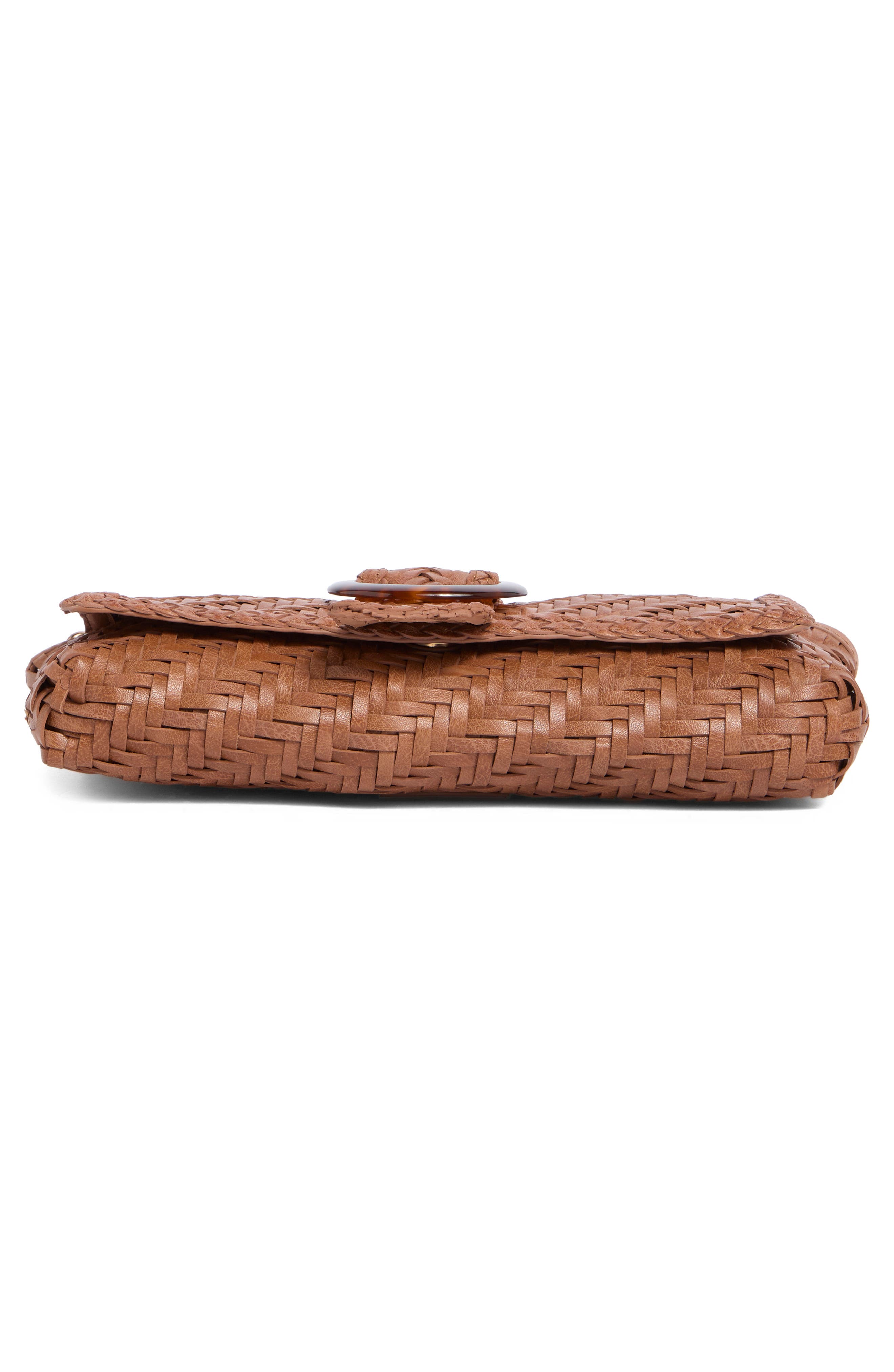Bailee Woven Leather Clutch, Alternate, color, CARAMEL