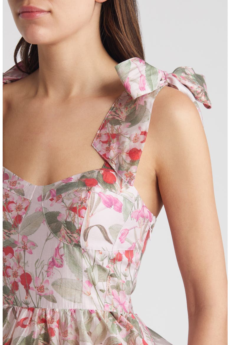 Floral Tie Strap Tiered Midi Dress, Alternate, color, PINK MEDIUM