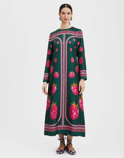 La DoubleJ Long Sleeve Swing Dress in Lamponi Placée Emerald at Nordstrom, Size X-Large