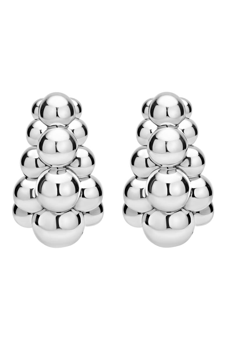 Caviar Bubbly Hoop Earrings, Alternate, color, STERLING SILVER