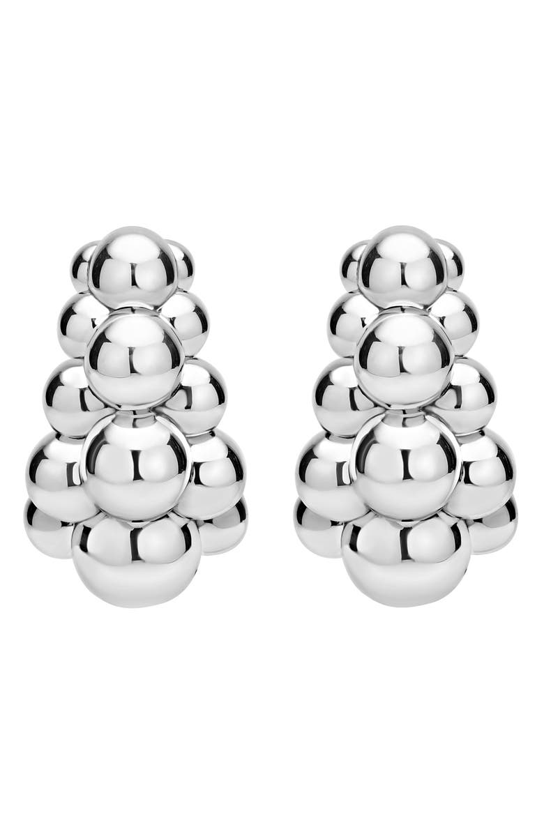 LAGOS Caviar Bubbly Hoop Earrings, Alternate, color, Sterling Silver