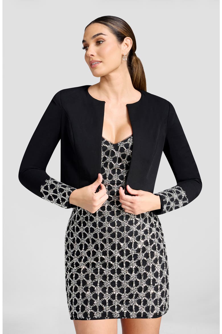 Andra Embellished Jacket, Alternate, color, BLACK-SILVER
