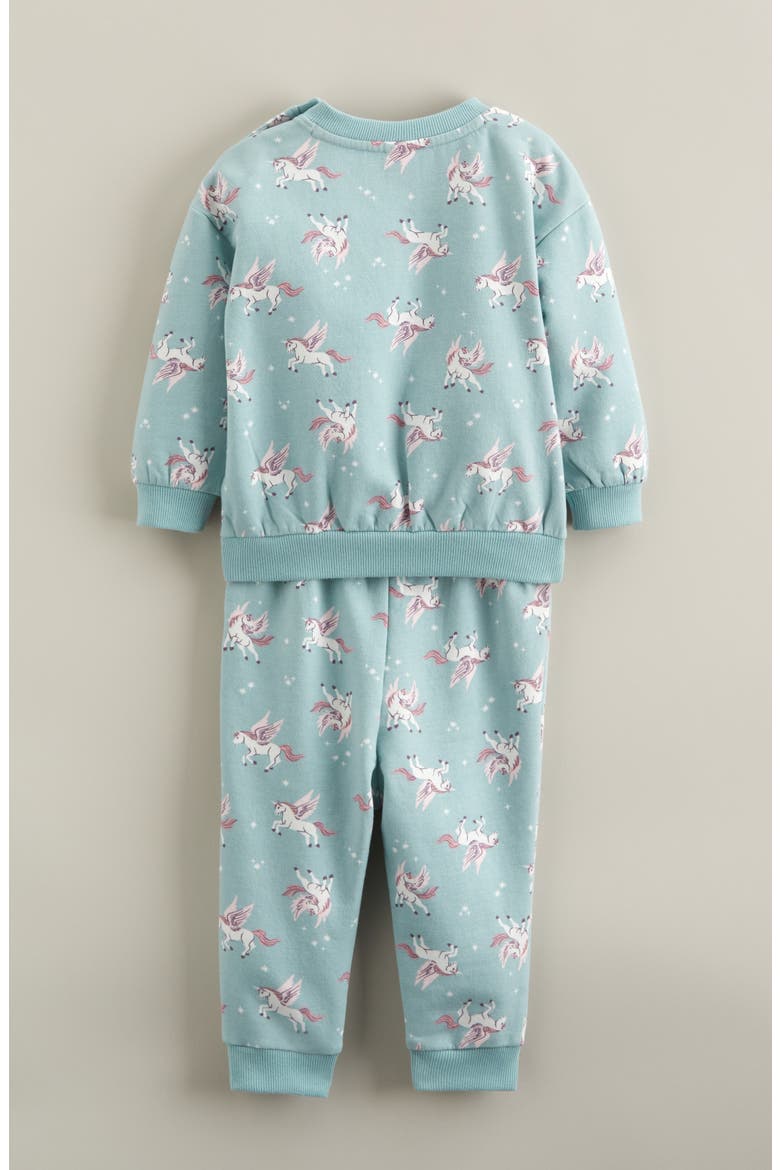 Print Fleece Sweatshirt & Joggers Set, Alternate, color, TEAL AQUIFER PEGASUS DASH