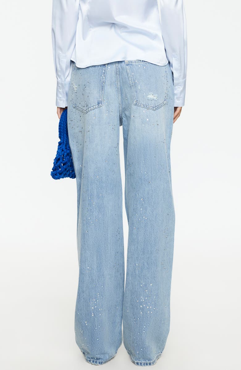 LIONESS Diamante Wide Leg Jeans, Alternate, color, Light Denim