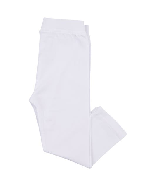 Leveret Girls Cotton Leggings, Solid Colors In White