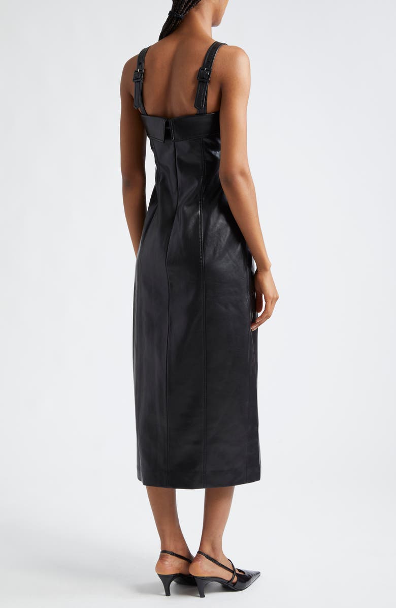 Cinq à Sept Tessa Faux Leather Midi Dress, Alternate, color, Black