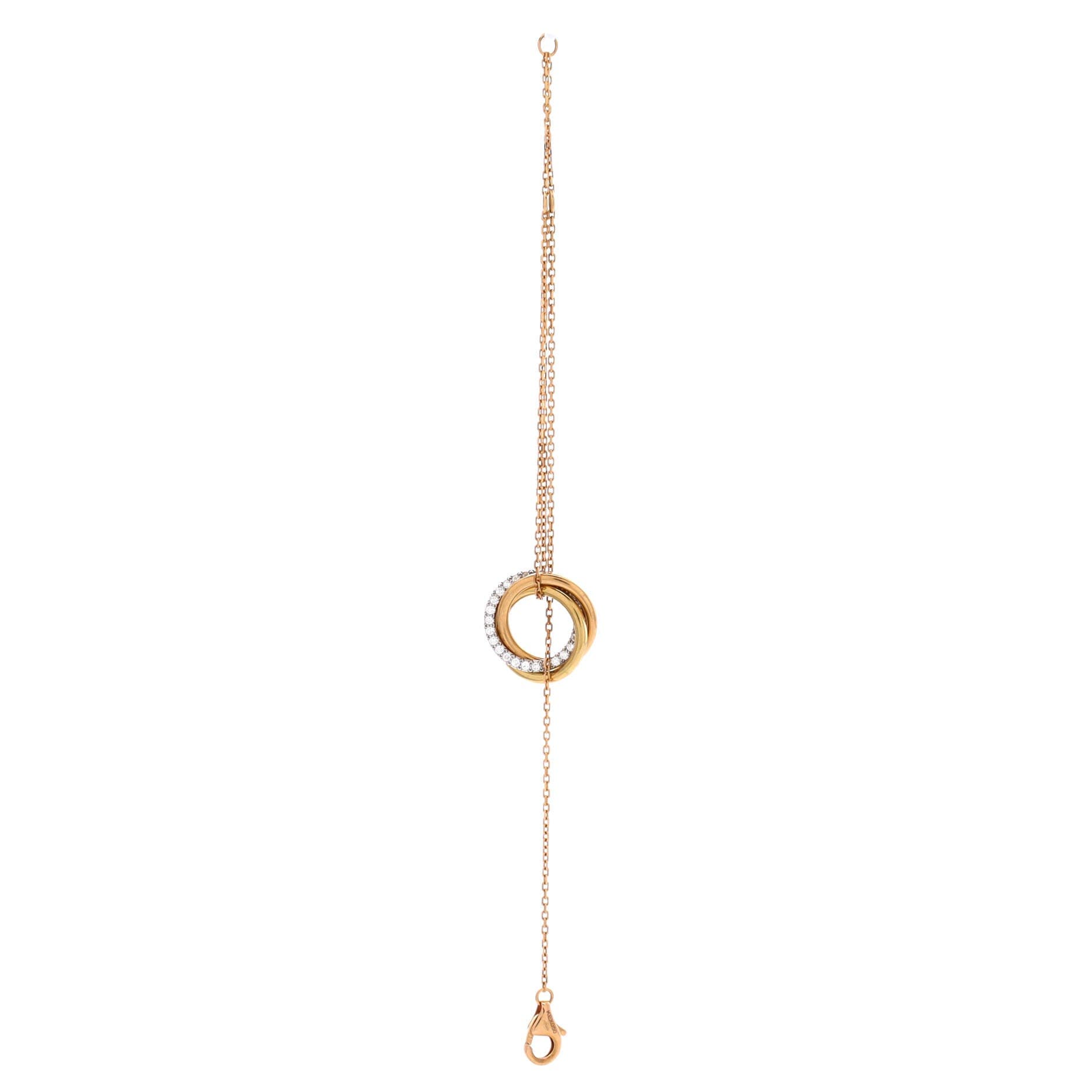 Trinity Chain Bracelet 18K Tricolor Gold and Diamonds, Alternate, color, Metallic Gold