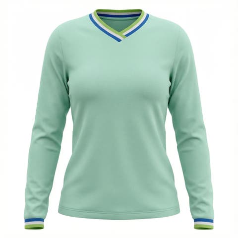 Ribbed V-Neck Long Sleeve Tee