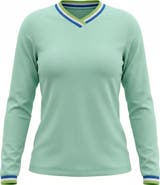 Spades Ribbed V-Neck Long Sleeve Tee