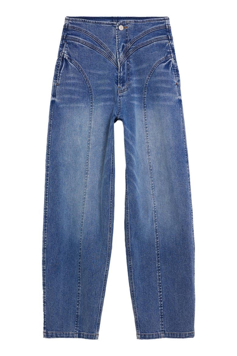 Barrel Leg Jeans, Alternate, color, MEDIUM BLUE