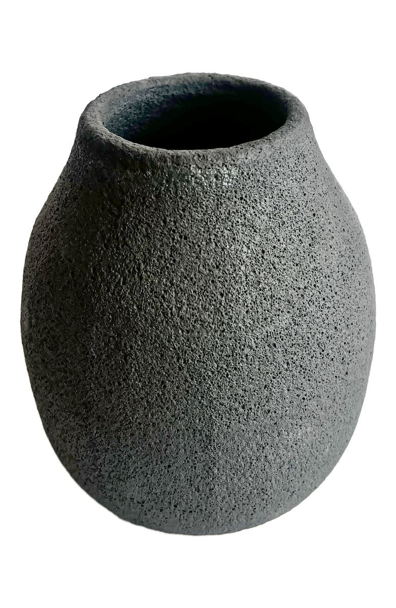 Gina DeSantis Ceramics Round Crater Vase, Main, color, Black