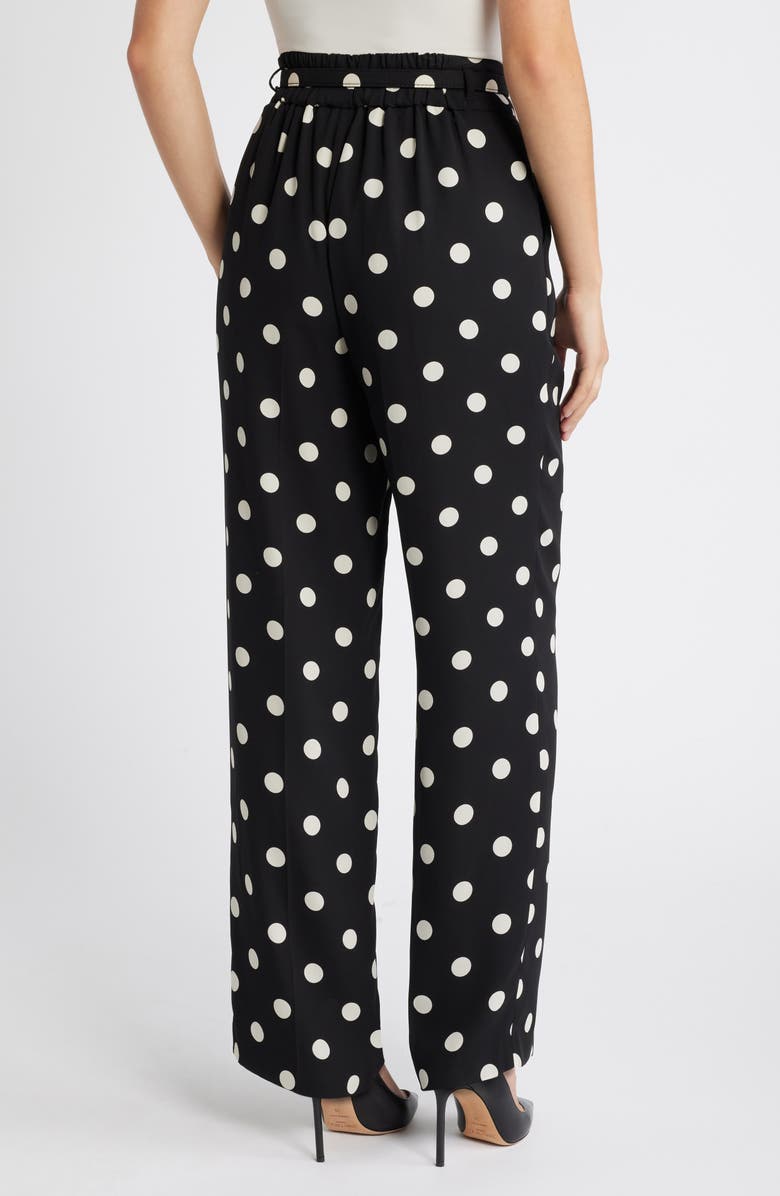 Anne Klein Belted High Waist Polka Dot Wide Leg Pants, Alternate, color,