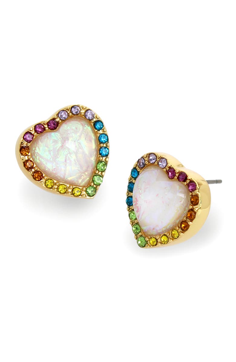 Kurt Geiger London Opal Heart Halo Stud Earrings, Main, color,