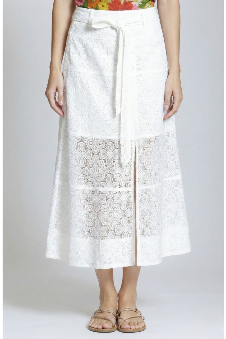Lace Midi Skirt, Main, color, WHITE
