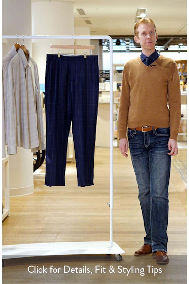 Devon Flat Front Windowpane Wool Dress Pants video