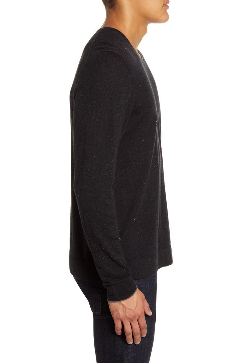 Cashmere V-Neck Sweater, Alternate, color, BLACK CAVIAR NEP