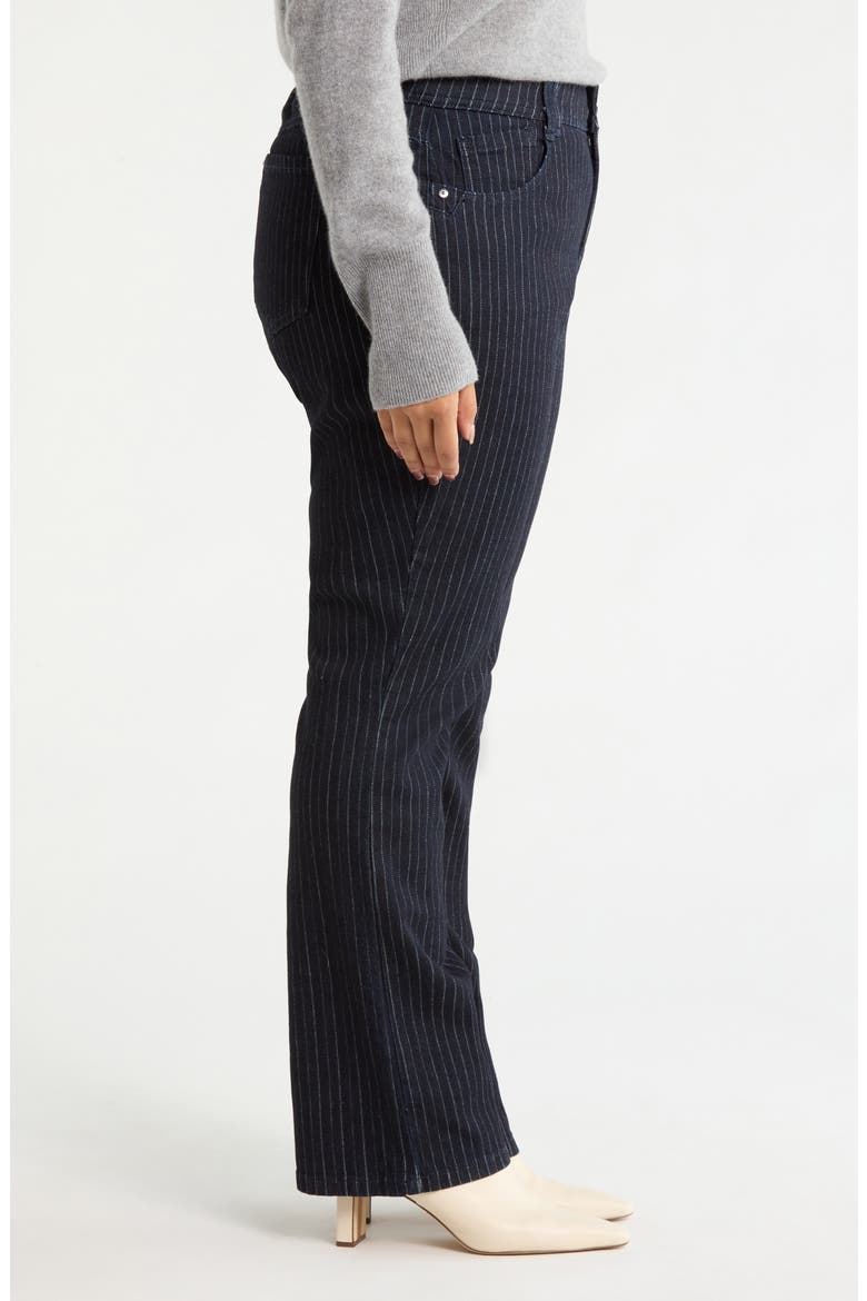 Brittany Pinstripe High Waist Itty Bitty Bootcut Jeans, Alternate, color, INDIGO