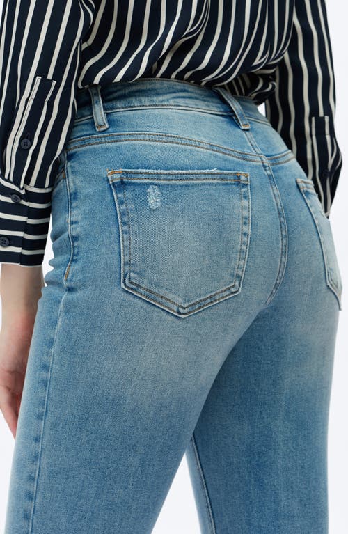 Bayeas Ripped Mid Rise Slim Straight Leg Jeans In Blue