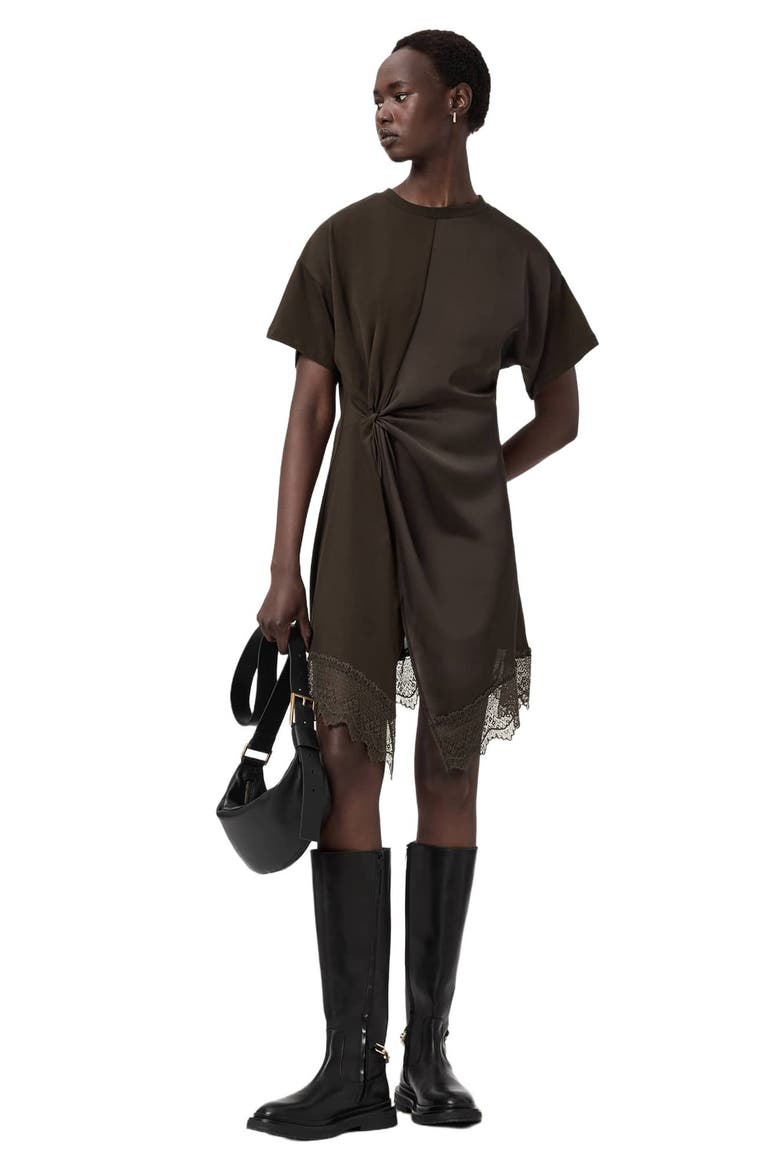 Lana Lace Hem Minidress, Alternate, color, BOTTLE BROWN