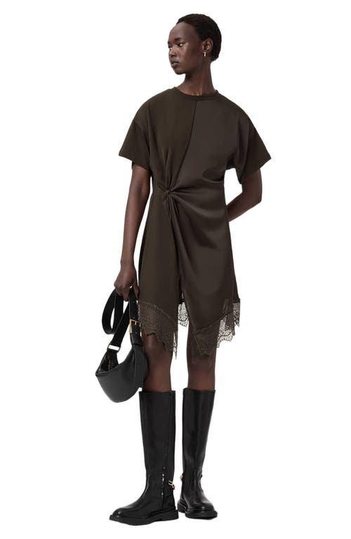 Allsaints Lana Lace Hem Minidress In Brown