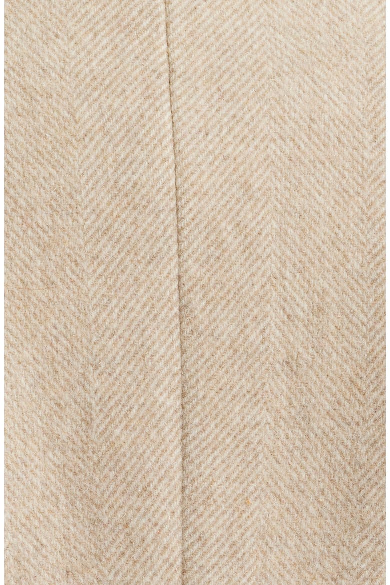 Herringbone Wool Double Breasted Coat, Alternate, color, BEIGE/ IVORY
