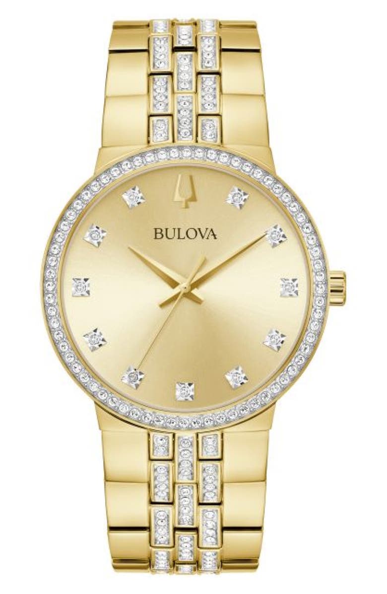 BULOVA Crystal Bracelet Watch, 40mm, Main, color, Gold