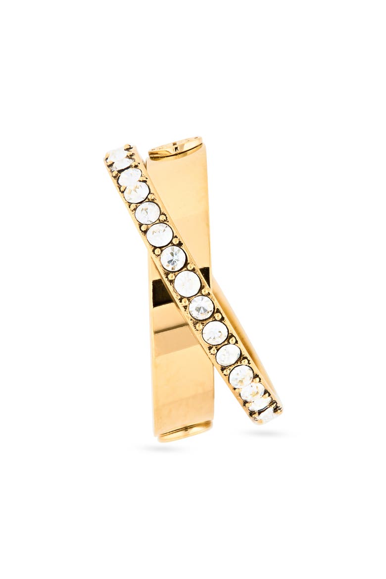 Icon Pavé Double Ring, Alternate, color, TORY GOLD / CRYSTAL