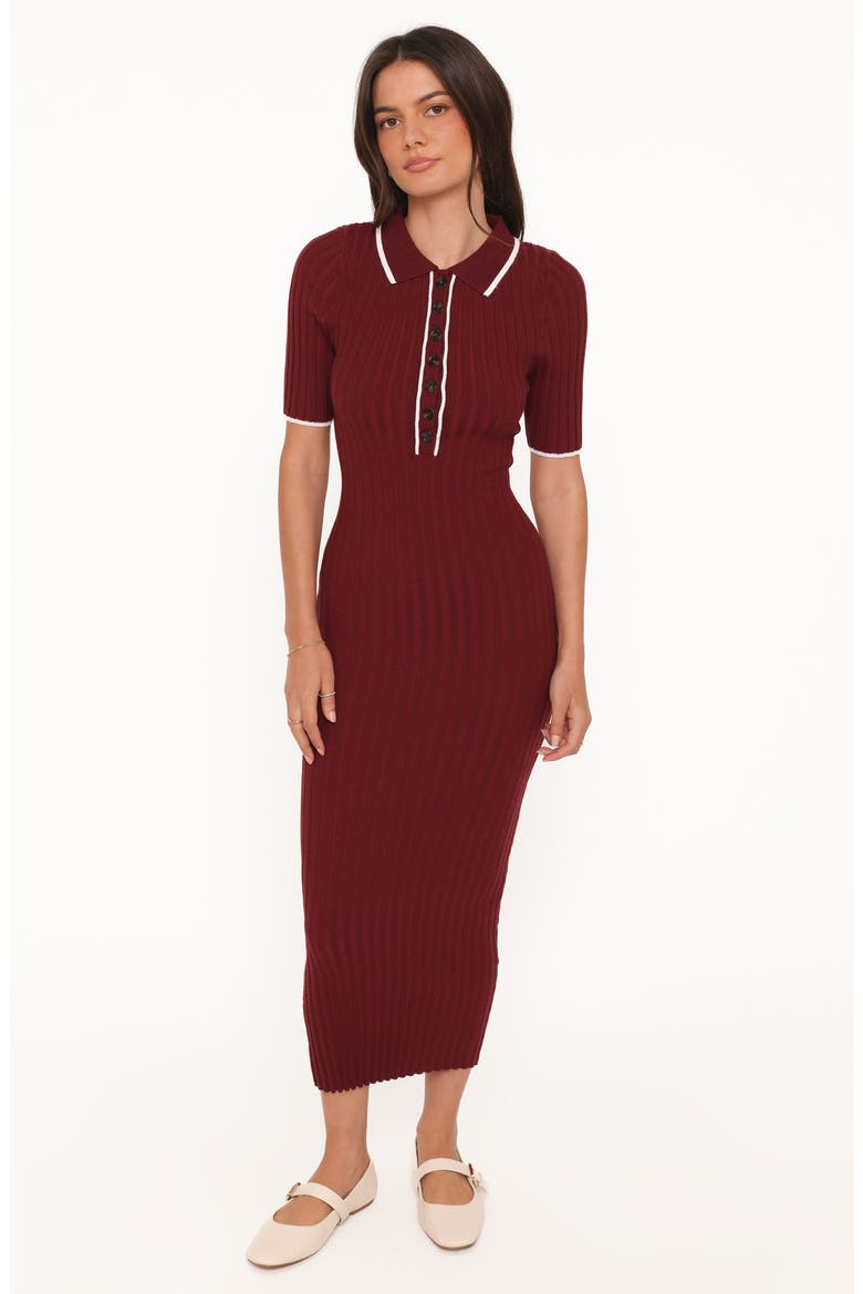 Conner Short Sleeve Sweater Dress, Alternate, color, BURGUNDY