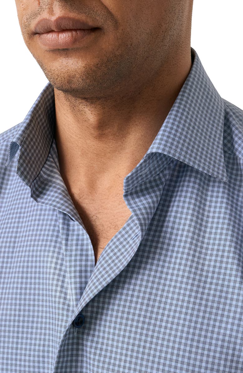 Eton Contemporary Fit Check Organic Cotton Dress Shirt, Alternate, color, Dark Blue