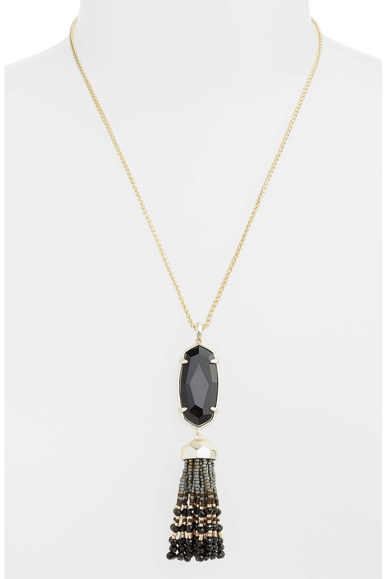 Eva Tassel Pendant Necklace, Alternate, color, BLACK/ GOLD