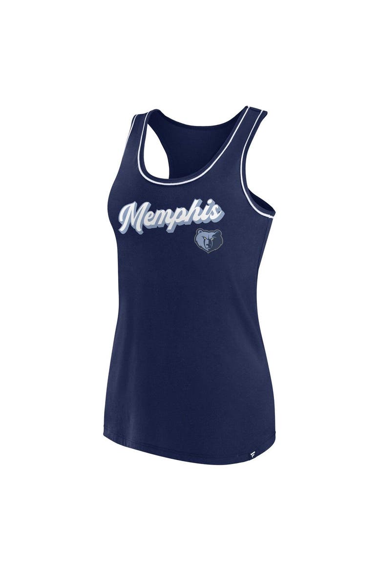 Women's Fanatics Branded Navy Memphis Grizzlies Wordmark Logo Racerback Tank Top, Alternate, color, Navy