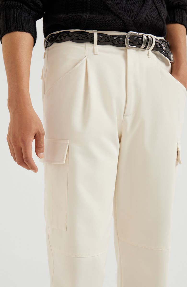 Brunello Cucinelli Leisure fit trousers with cargo pockets, Alternate, color, Panama