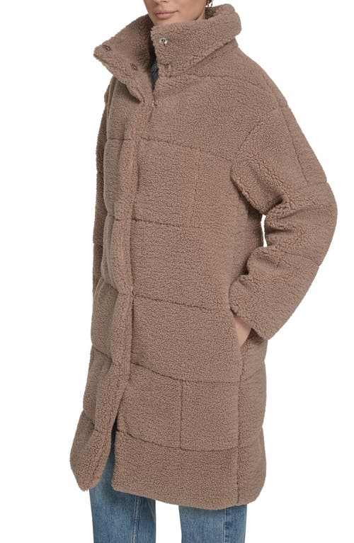Levi's Quilted Fleece Long Teddy Coat In Brown