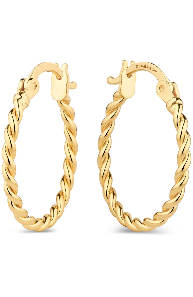 DEVATA Twisted Rope Hoop Earrings in 14K Gold, Main, color, Yellow Gold