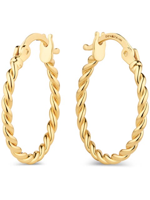 Twisted Rope Hoop Earrings in 14K Gold