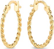DEVATA Twisted Rope Hoop Earrings in 14K Gold