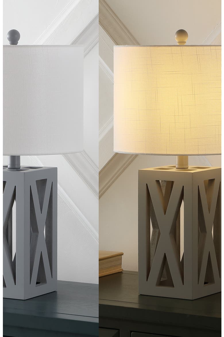 Stewart 21.5" Farmhouse Wood LED Table Lamp, Alternate, color, Gray