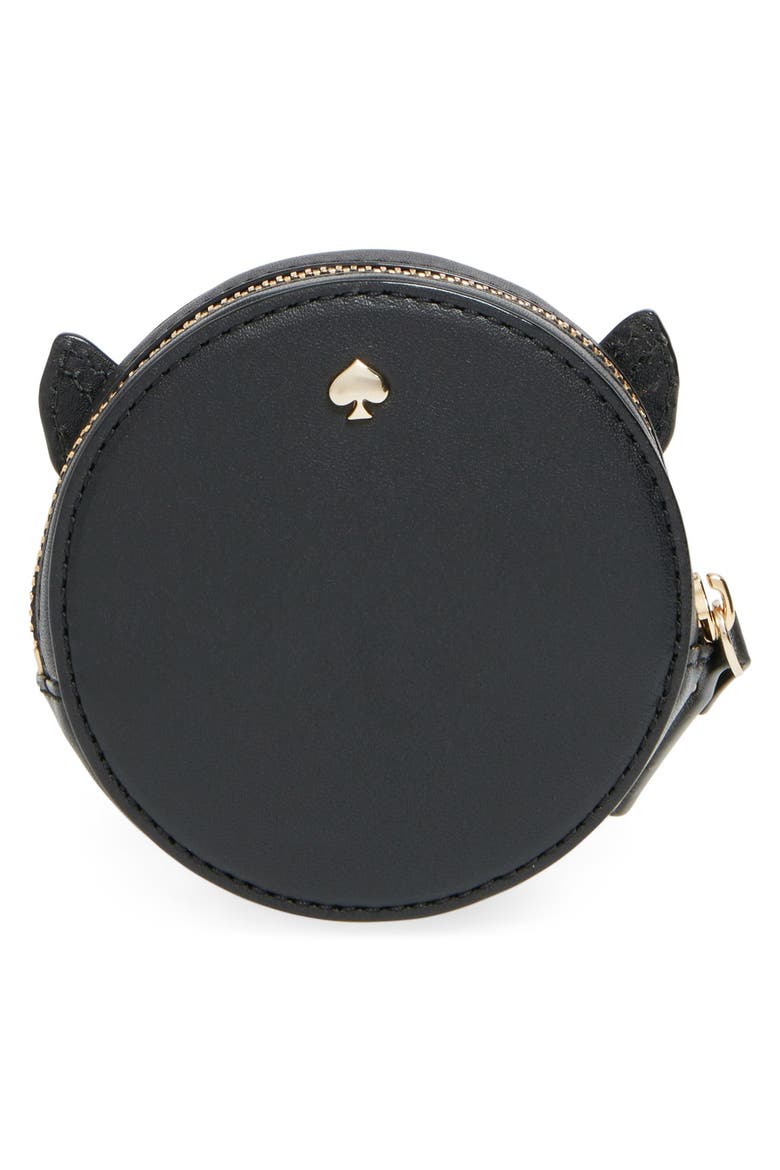 kate spade new york 'blaze a trail - fox' leather coin purse, Alternate, color, BLACK