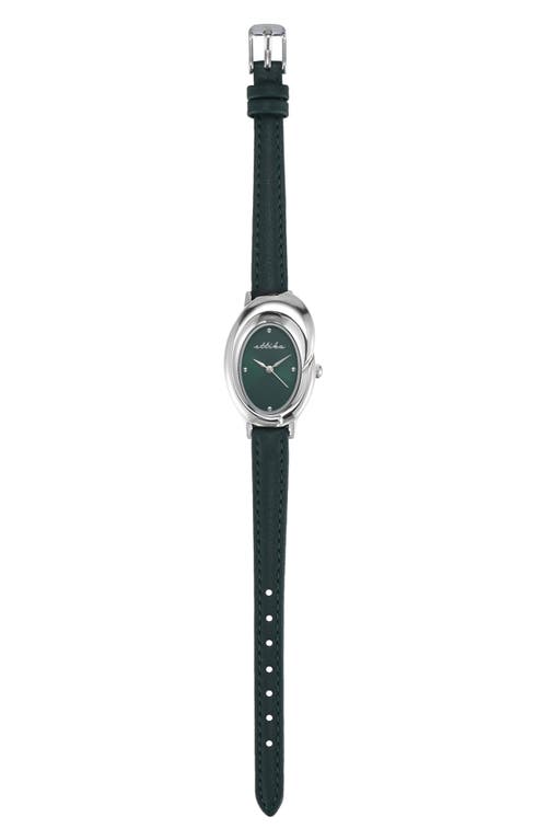 Ettika Bubble Dome Leather Strap Watch In Green