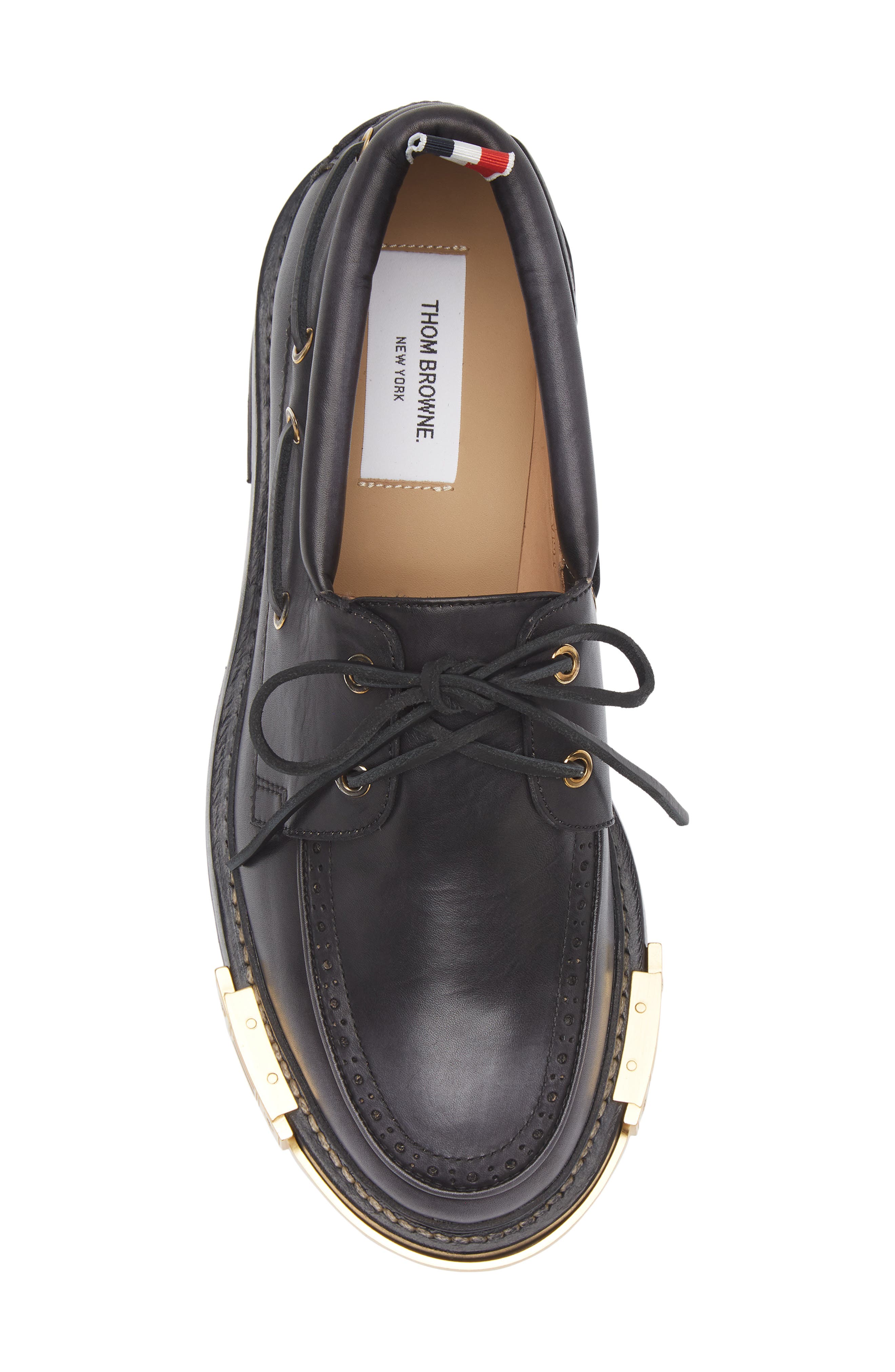 Thom Browne Lug Sole Boat Shoe, Alternate, color, Black