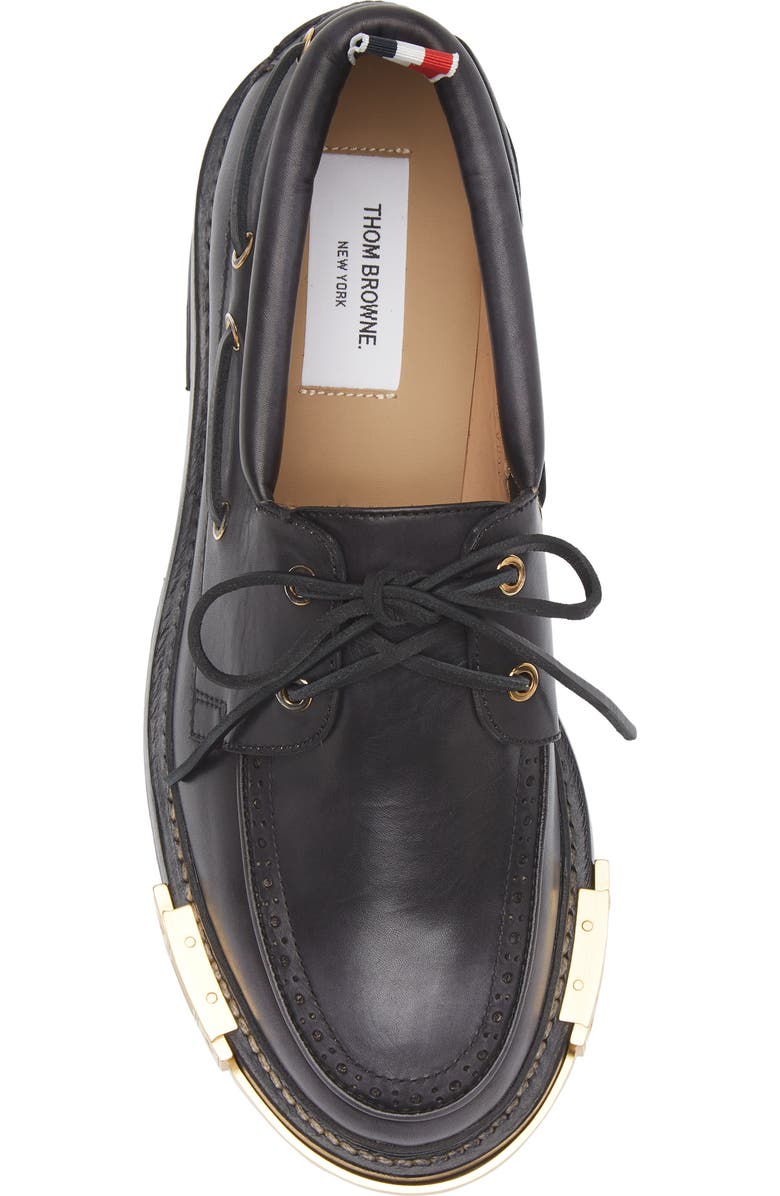 Thom Browne Lug Sole Boat Shoe, Alternate, color, Black