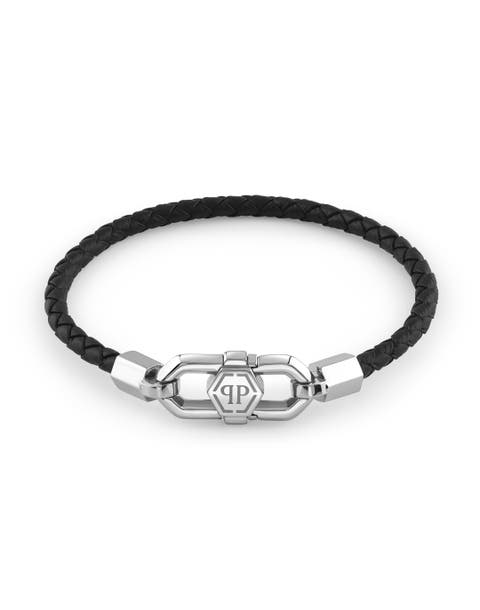 Leather Stainless Steel Bracelet Plein Edge Men