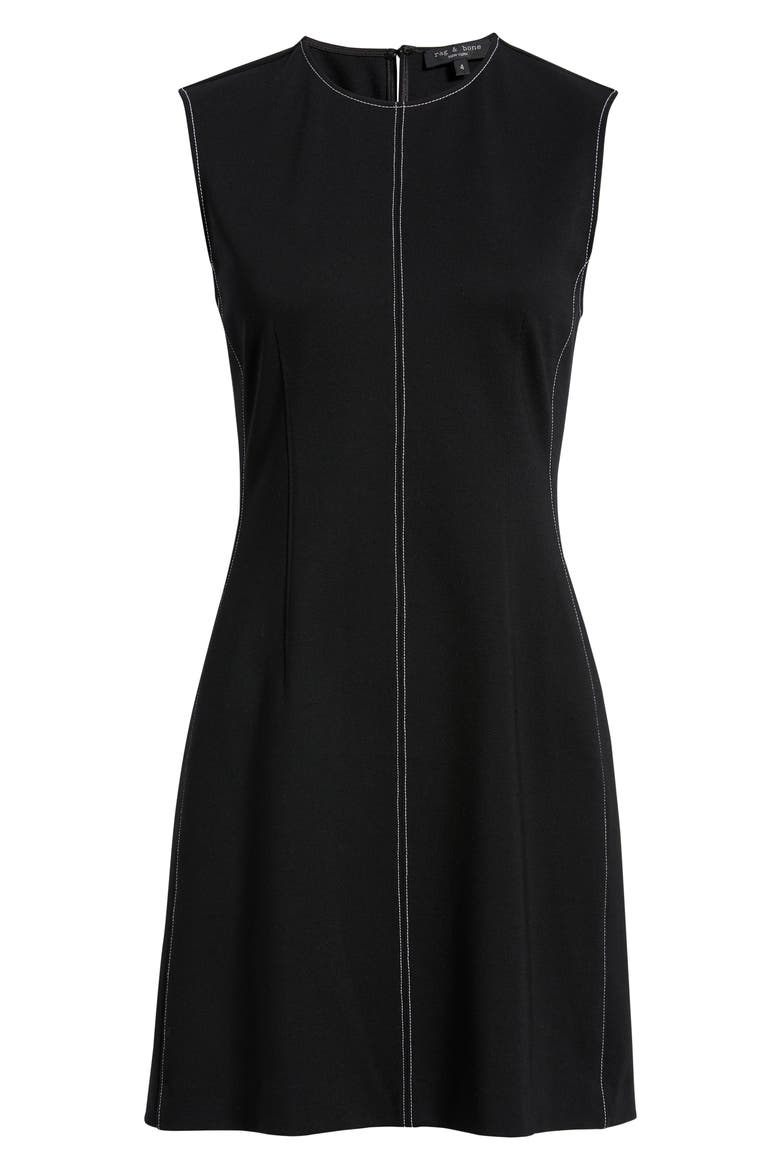 Irene Contrast Embroidery Minidress, Alternate, color, BLACK