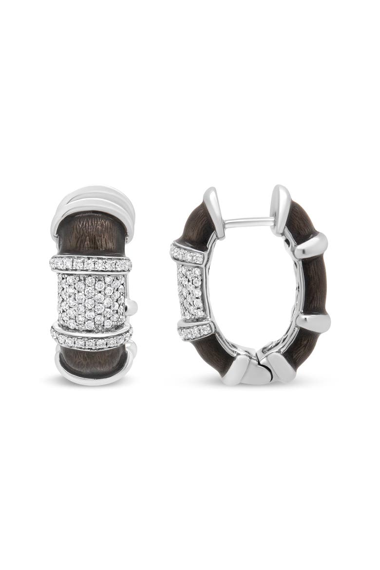 18K Gold Over Silver 5/8 Cttw Diamonds Huggie Hoop Earrings, Alternate, color, White