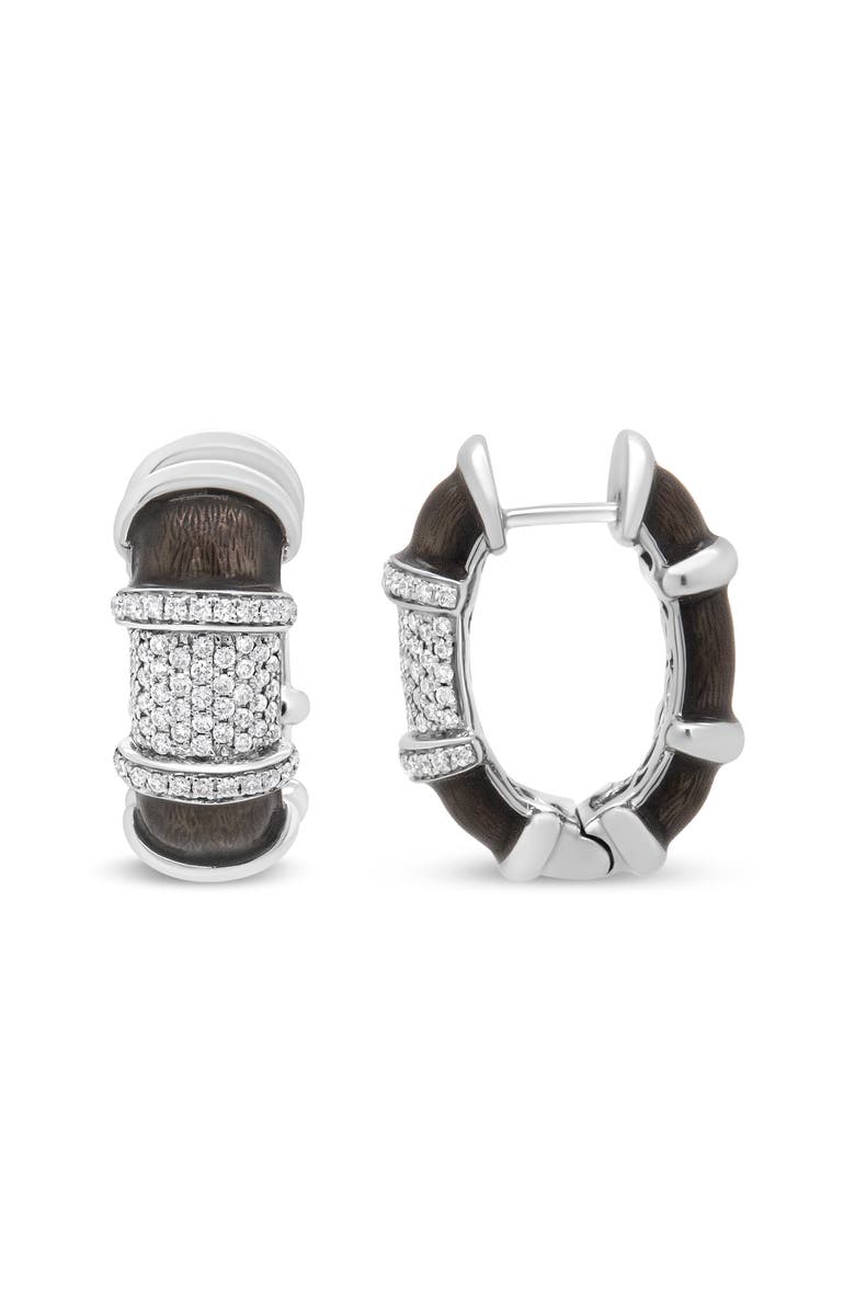 Haus of Brilliance 18K Gold Over Silver 5/8 Cttw Diamonds Huggie Hoop Earrings, Alternate, color, White