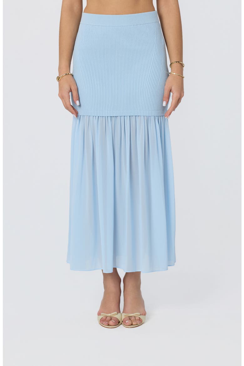 Halie Mixed Media Maxi Skirt, Main, color, LIGHT BLUE